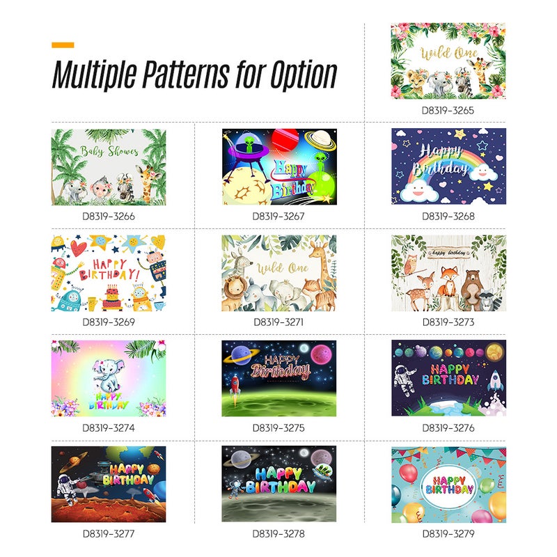 خلفية للتصوير الفوتوغرافي من القماش بطبعة حيوانات وعبارة Happy Birthday متعدد الألوان - Image 2